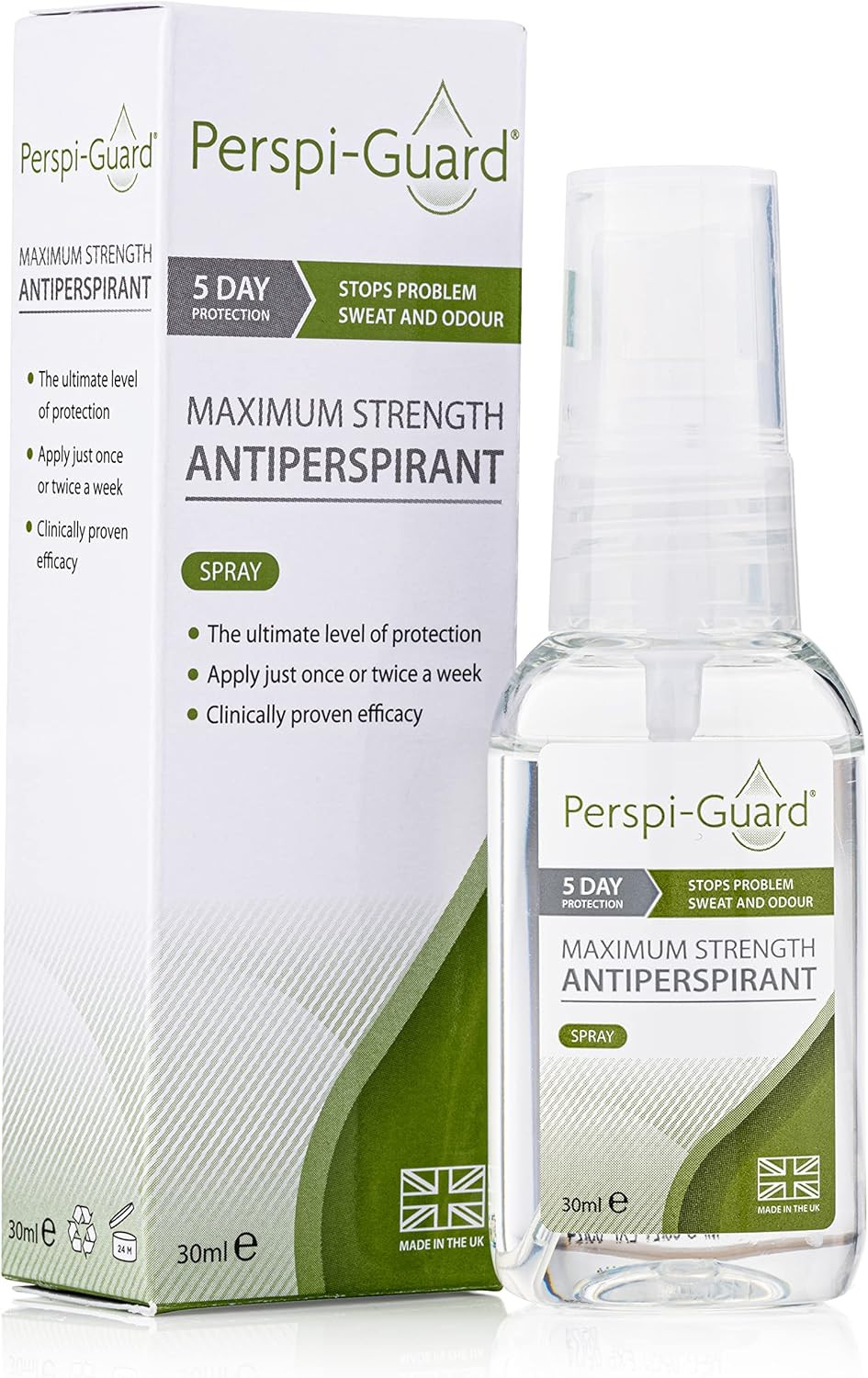 Perspi-Guard Maximum Strength Antiperspirant Spray 30 ml, 2-Pack, Strong Deodorant for Excessive Sweating & Hyperhidrosis, Anti Sweat Spray, Unscented