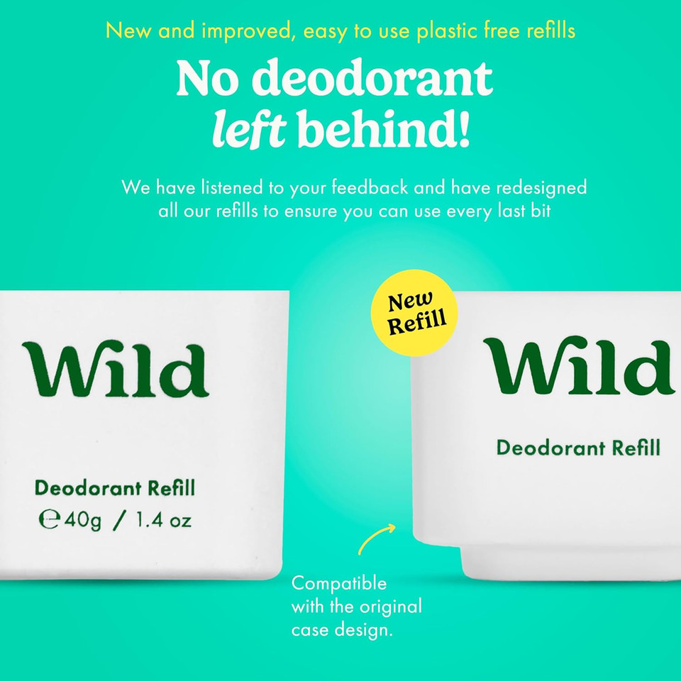 Wild - Natural Refillable Deodorant - Fresh Cotton & Sea Salt Refill Trio Pack - Vegan & Eco-Friendly - Aluminium Free - Long Lasting Protection - Natural Ingredients - 3 Pack of 40g Refills