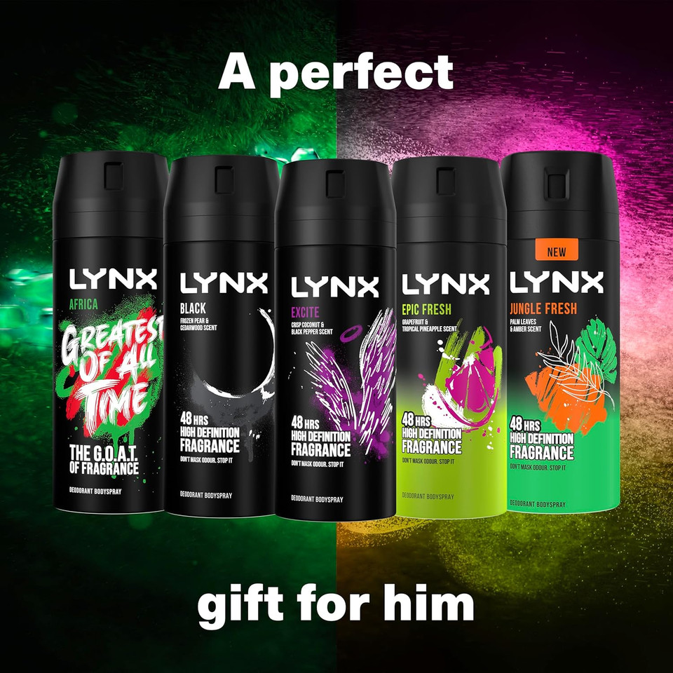 LYNX It's Game Time Bodyspray Fragrance Edition Gift Set 5x deodorant body spray gifts for him 5 piece
