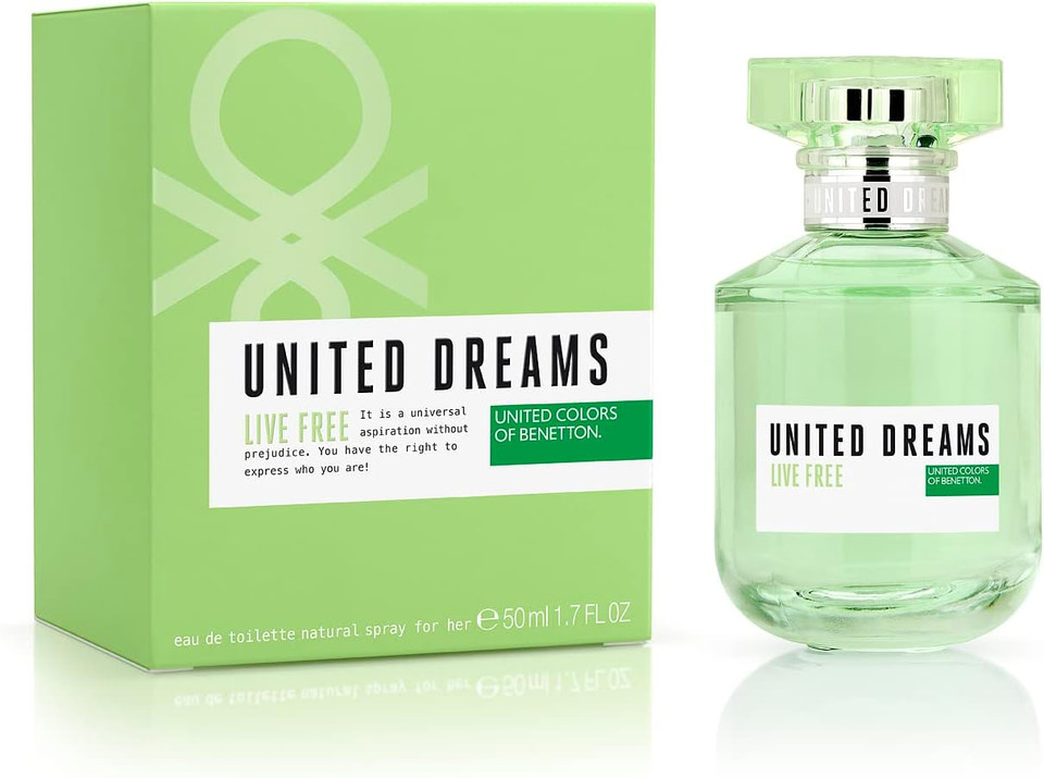 Benetton - United Dreams Live Free, Eau de Toilette - Long Lasting - Femenine, Fresh and Dynamic Fragance - Floral, Fruity and Citrus Notes - Ideal for Day Wear - 50 ml