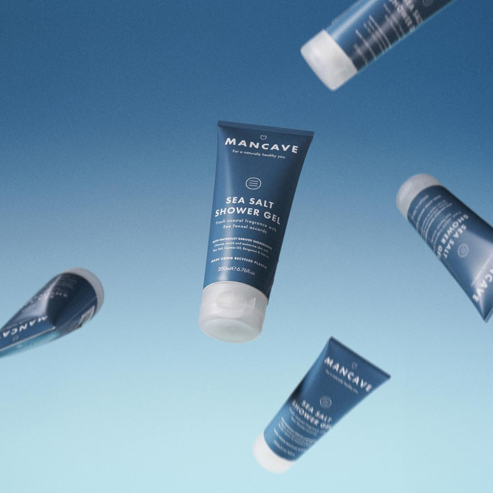 ManCave Sea Salt Men's Fragrance Gift Set, 50ml Sea Salt Eau de Toilette, 200ml Shower Gel, Marine Citrus, Men Perfume Set, Fragrance Set for him, Present idea for him