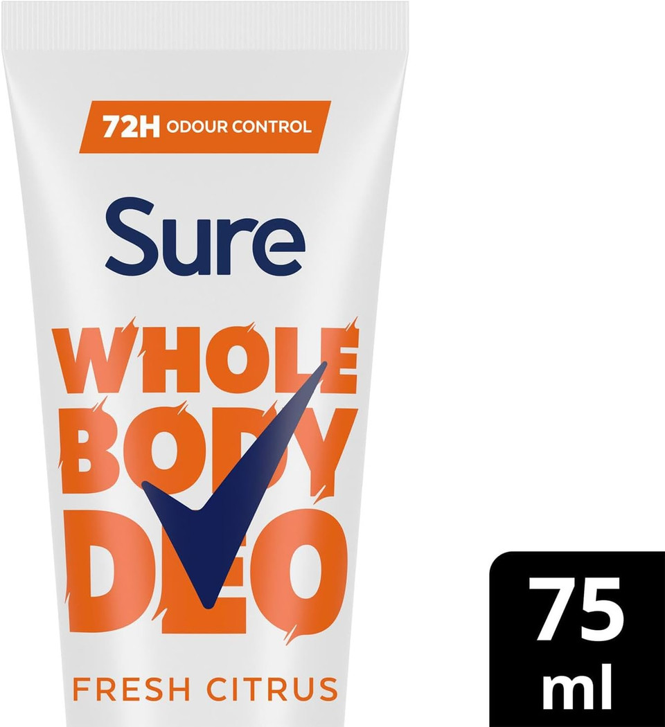 Sure Deodorant Cream Fresh Citrus, Pack of 5, Whole Body Deodorant for Women Aluminium Free Deo Cream with Fresh and Floral Fragrance Provides 48-Hour Odour Control, 75 ml