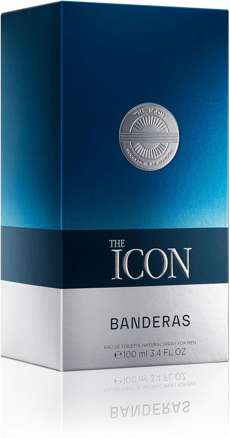 Banderas Perfumes - The Icon, Eau De Toilette Men - Long Lasting - Masculine, Elegant, With Personality Fragance - Amber Woody Notes - Ideal Special Events -100 Ml