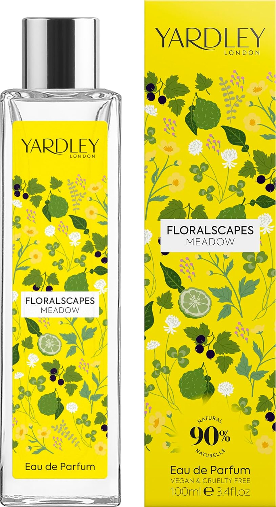Yardley London Floralscapes Meadow Eau de Parfum, Floral Womens Fragrance with Top Notes of Bergamot and Pear and Woody Base, Floral and Fruity Perfume for Women 100ml