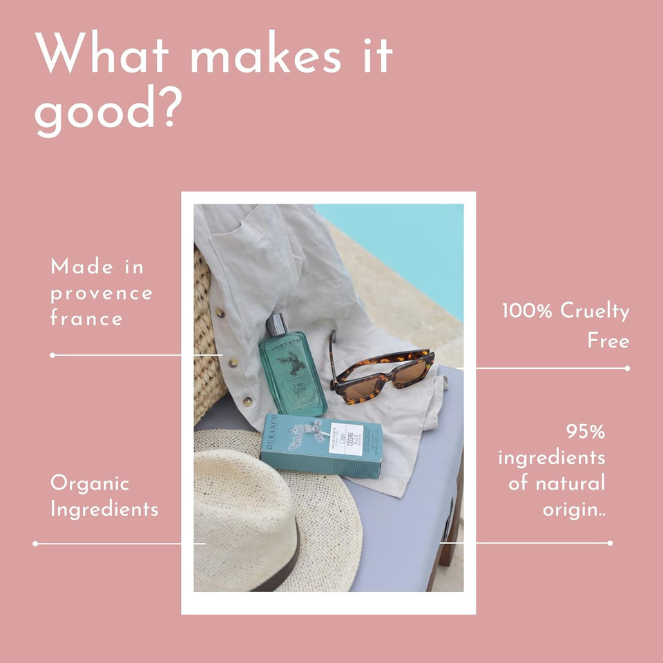 Durance L'Ome Eau de Toilette For Men, 100ml - Blue Cedar Fragrance For Men - Woody, Fresh, Spicy Scent Infused - Men's Aftershave Perfume