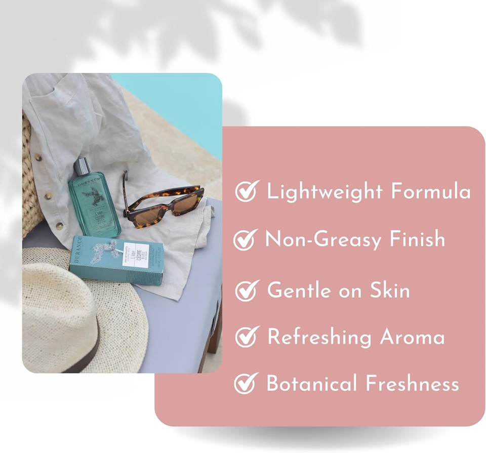 Durance L'Ome Eau de Toilette For Men, 100ml - Blue Cedar Fragrance For Men - Woody, Fresh, Spicy Scent Infused - Men's Aftershave Perfume