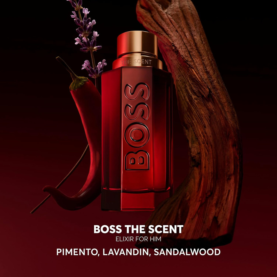 BOSS The Scent Elixir for Him - Ambery Fragrance with Notes of Pimento, Lavandin Absolute and Sandalwood - High Longevity - 100ml