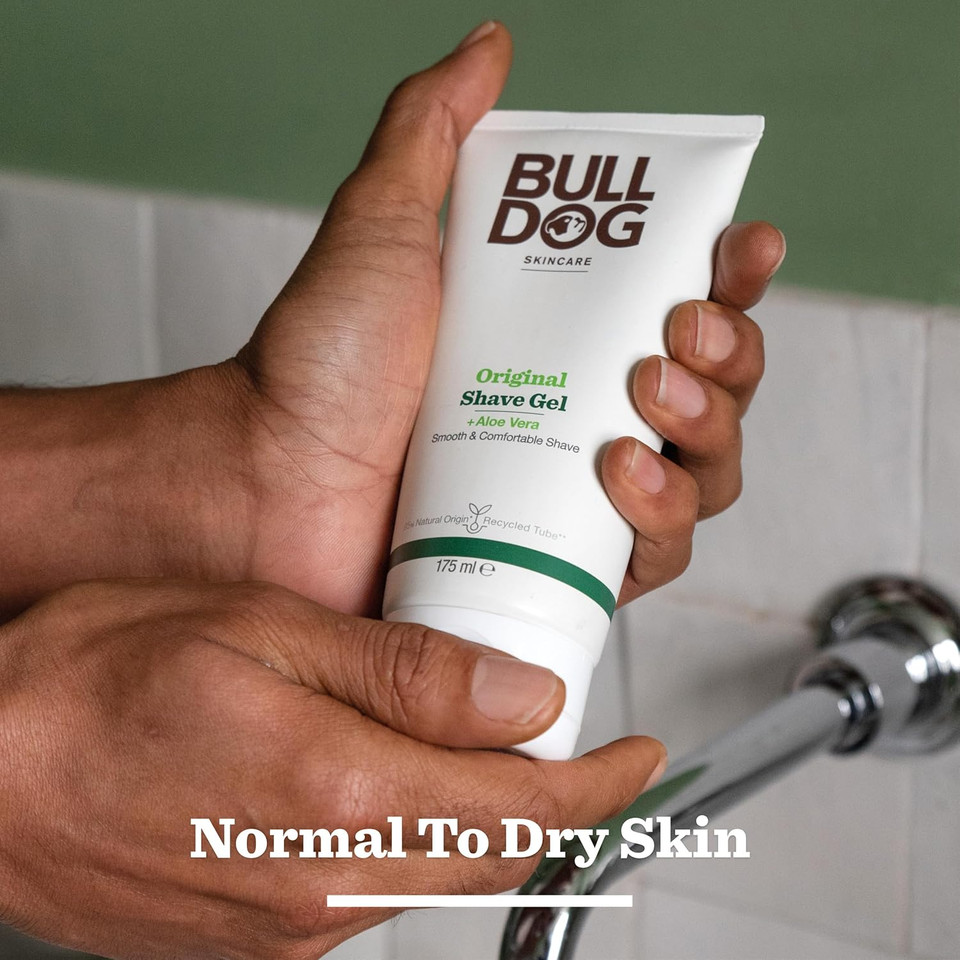 Bulldog Skincare Original Shave Gel 175ml for Men, Smooth & Comfortable Shave, Enriched with Aloe Vera