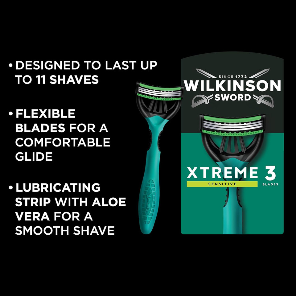 Wilkinson Sword Xtreme 3 For Men Sensitive Comfort Disposable Razors x 4 + 2 Free