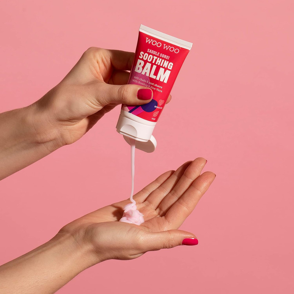 WooWoo Saddle Sore! Womens Soothing Moisturising Balm, Vegan Post Shave Anti Chaffing Cream For Sensitive Skin With Chamomile Rosehip Oil and Aloe Vera - 50ml