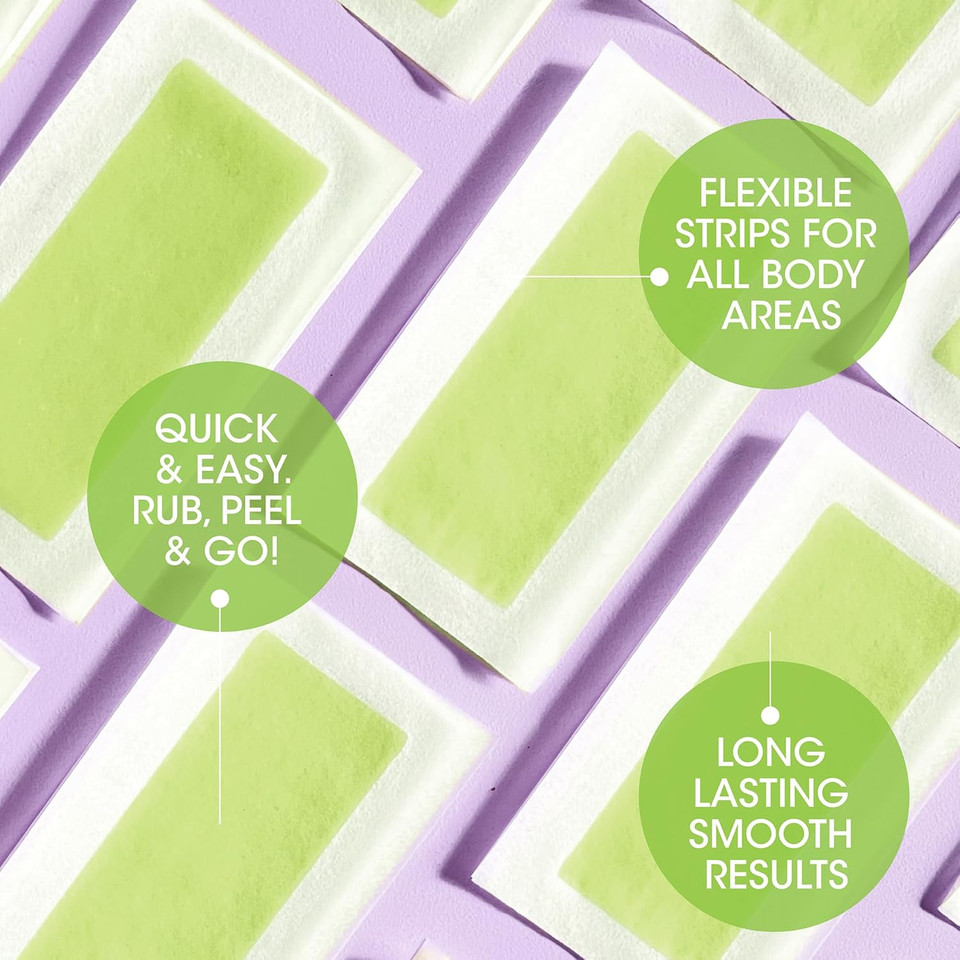Nad's Body Wax Strips, Hair Removal For Women At Home, 24 Strips +4 Oil Wipes
