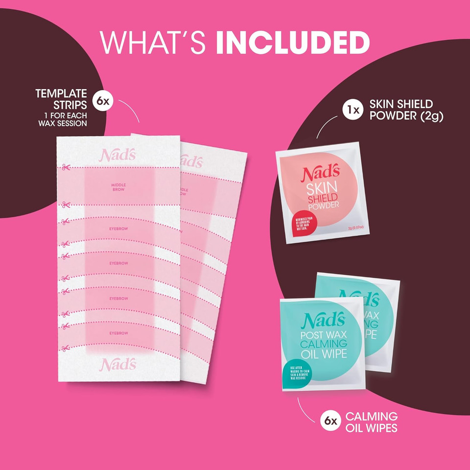 Nad's Eyebrow Wax Strips - Facial Hair Removal for Women - Brow Wax Kit, Eyebrow Shapers