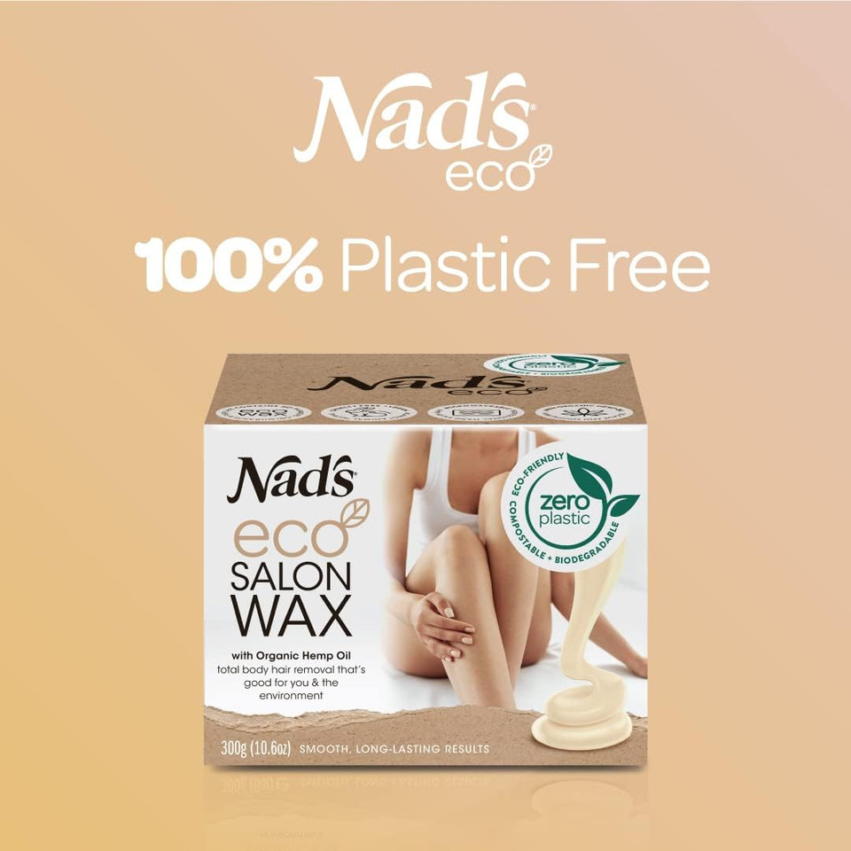 Nad's Eco Salon Wax Kit, Professional salon Quality Microwaveable Hard Stripless Wax, Plastic Free Vegan Wax, Includes 300g Eco Wax & 1 Wooden Spatula