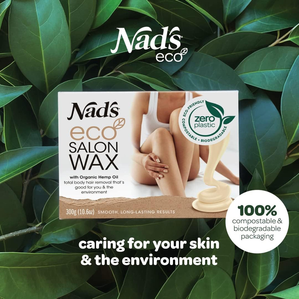 Nad's Eco Salon Wax Kit, Professional salon Quality Microwaveable Hard Stripless Wax, Plastic Free Vegan Wax, Includes 300g Eco Wax & 1 Wooden Spatula