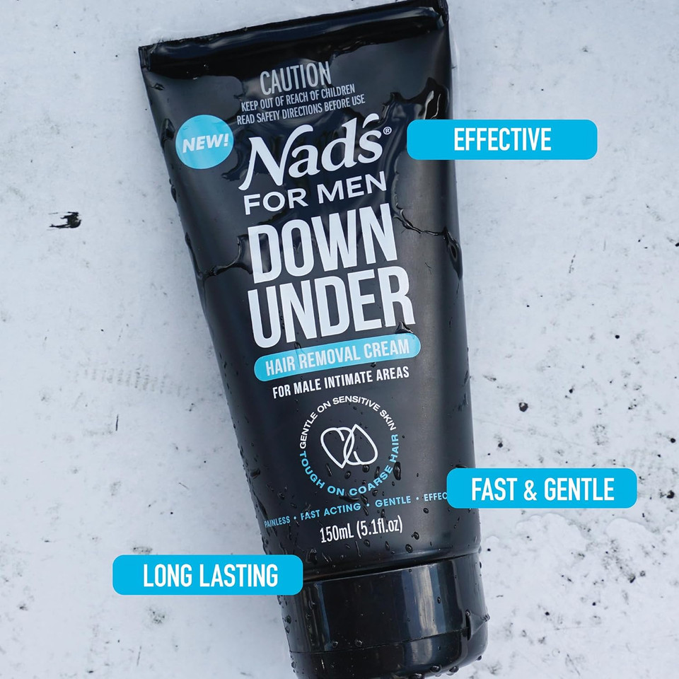 Nad's For Men Down Under Hair Removal Cream, Hair Removal Cream for Male Intimate Areas and Genitals, ?All Skin Types 150 ml