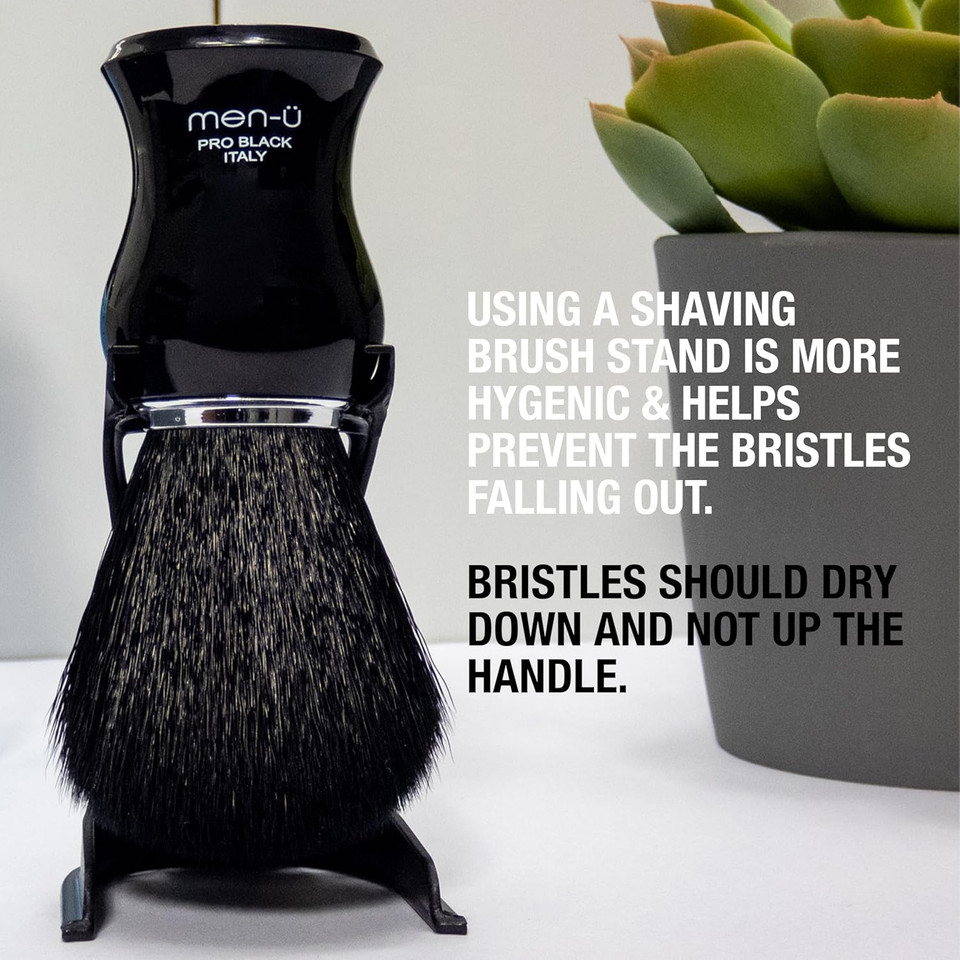 men-ü BARBIERE PURE BRISTLE SHAVING BRUSH (BLACK) Traditional shaving brush set from Italy - Pure bristles. A great introductory shaving brush. Includes 15ml SHAVE CREAM tube