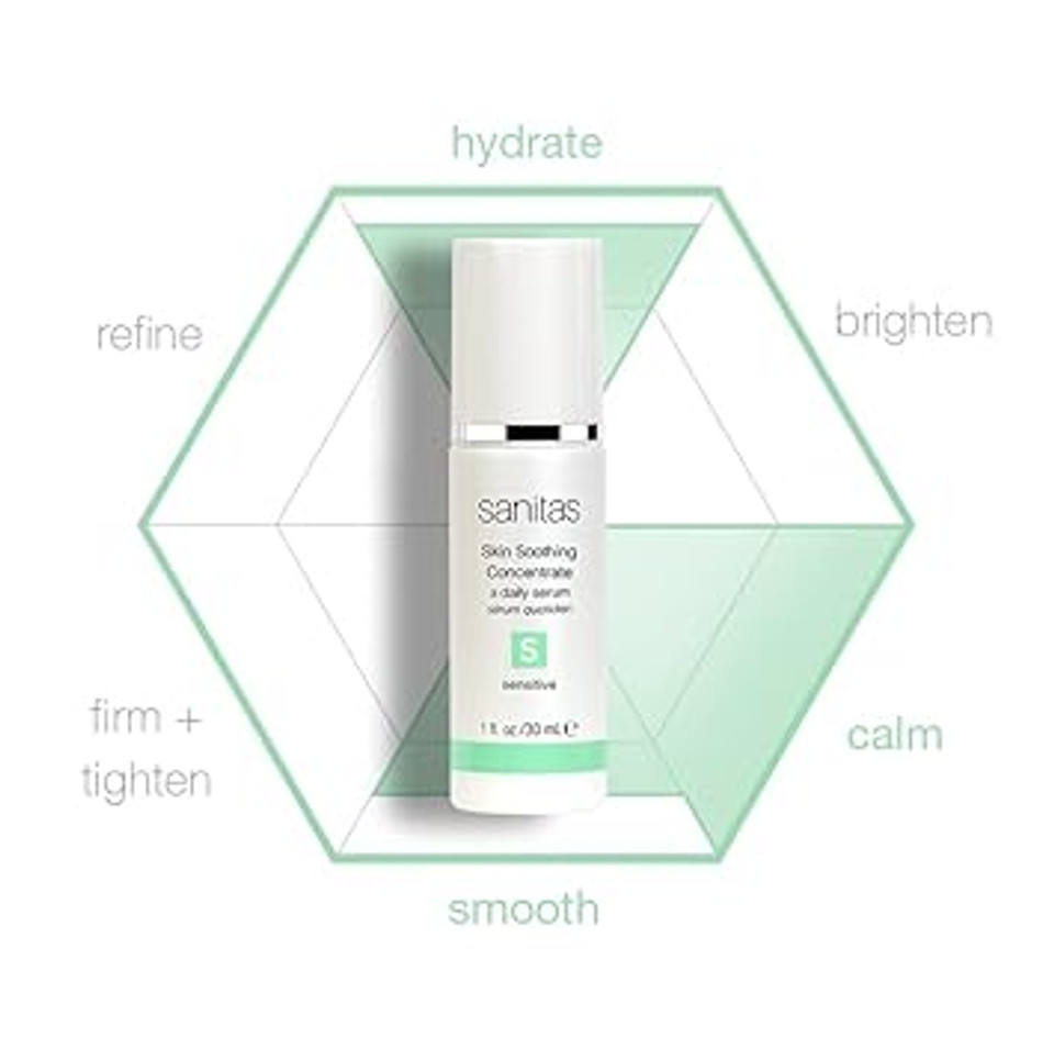 Sanitas Skincare Skin Soothing Concentrate, Calming, Protective Serum, Vitamin E, Apple Stem Cells, 1 Ounce
