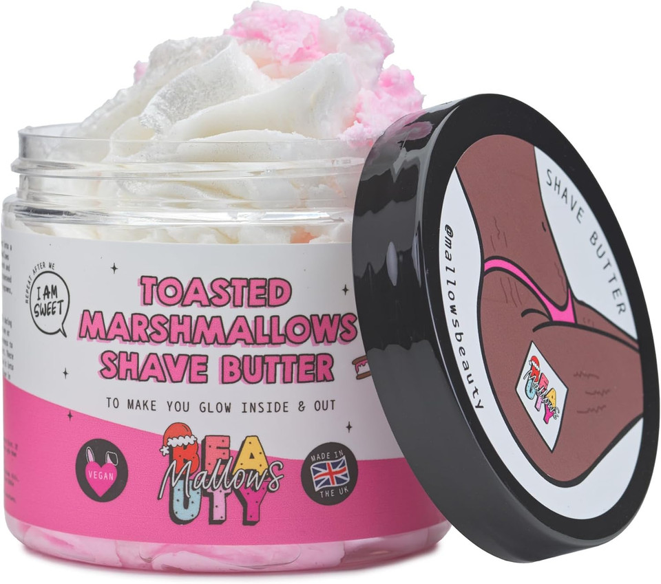 Mallows Beauty Marshmallow Shave Butter, Relieves Redness, Hydrates and Nourishes, Protects Against Razor Rash, Long Lasting Results, for All Skin Types, 150g