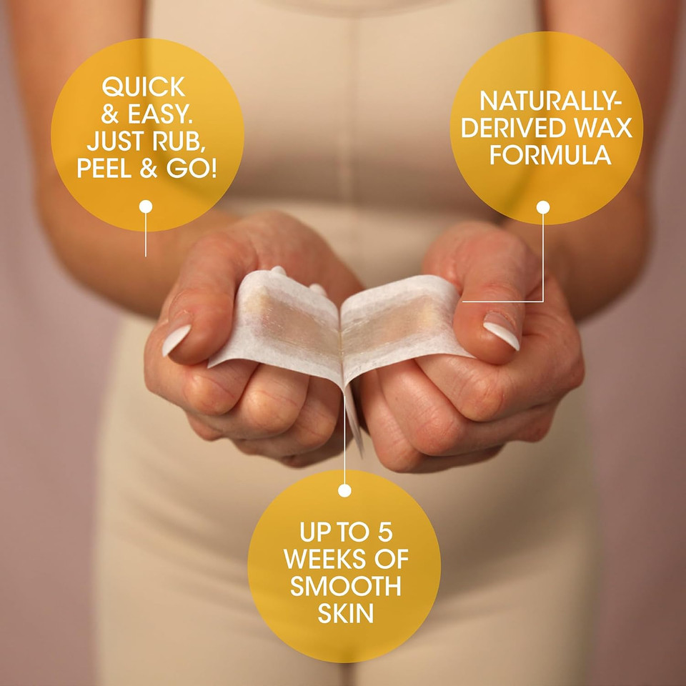 Nad's Natural Womens Hair Removal Wax Strips, Head to Toe Wax Kit, Face Wax Strips, Body Wax Strips, Bikini Wax Strips, 32 Assorted Wax Strips & Post Wax Oil