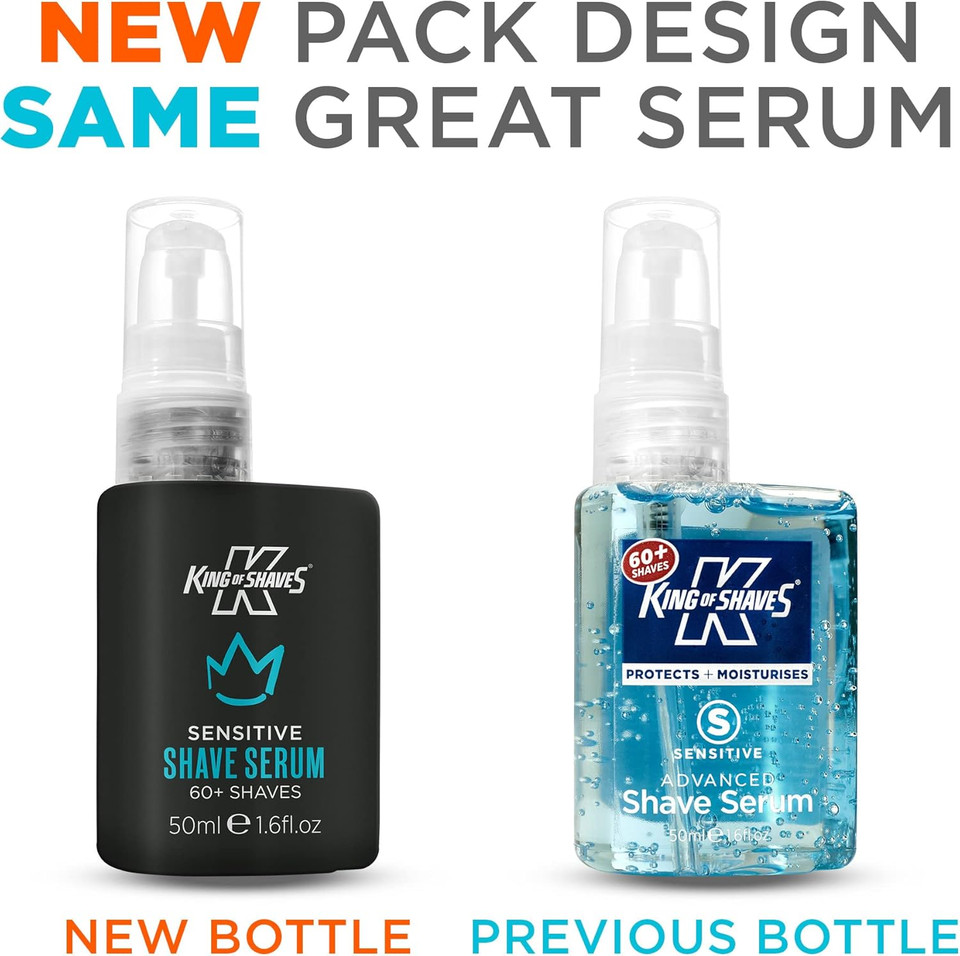 King of Shaves Advanced Sensitive Shaving Face Serum For Men, Shaving Gel Oil Men, Pre Shave Face Serum, 2x50ml