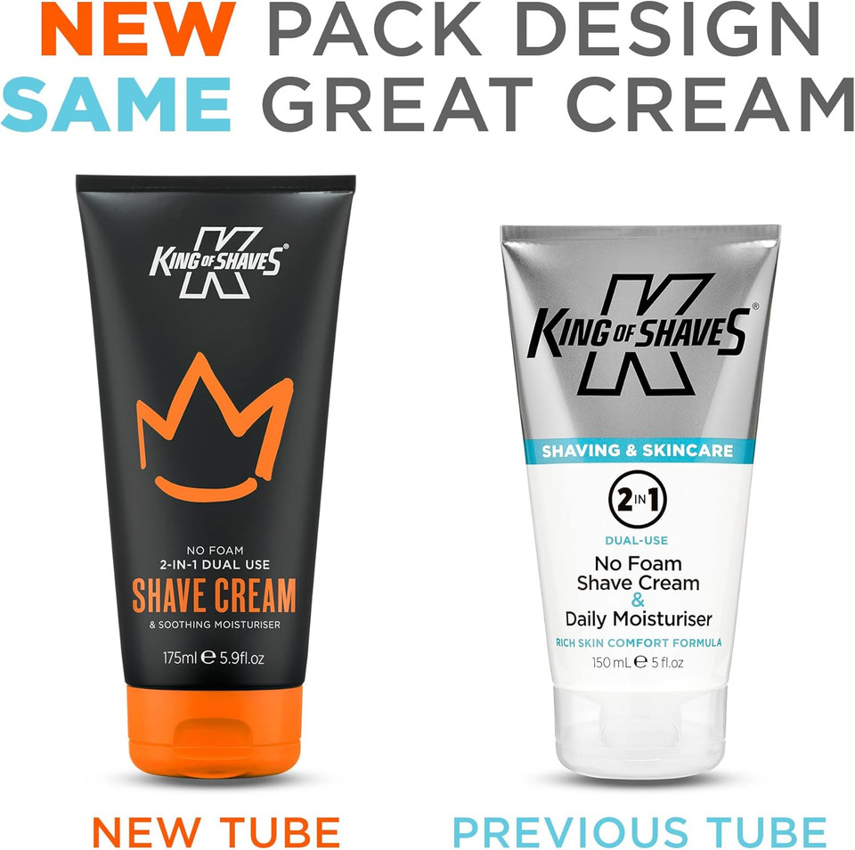 King of Shaves 2-in-1 No Foam Shaving Cream & Daily Moisturising Face Cream for Men 150ml TWIN PACK