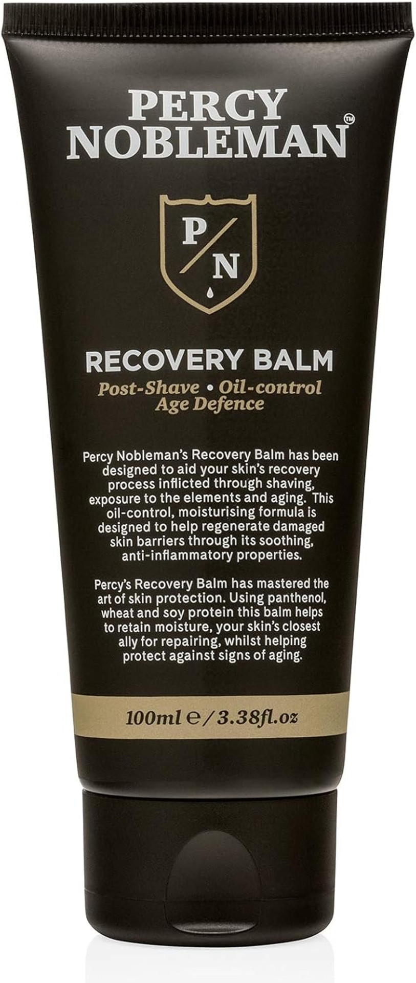 Recovery Balm by Percy Nobleman. Aftershave Balm. Post Shave. Oil Control Moisturiser for Men 100ml, black