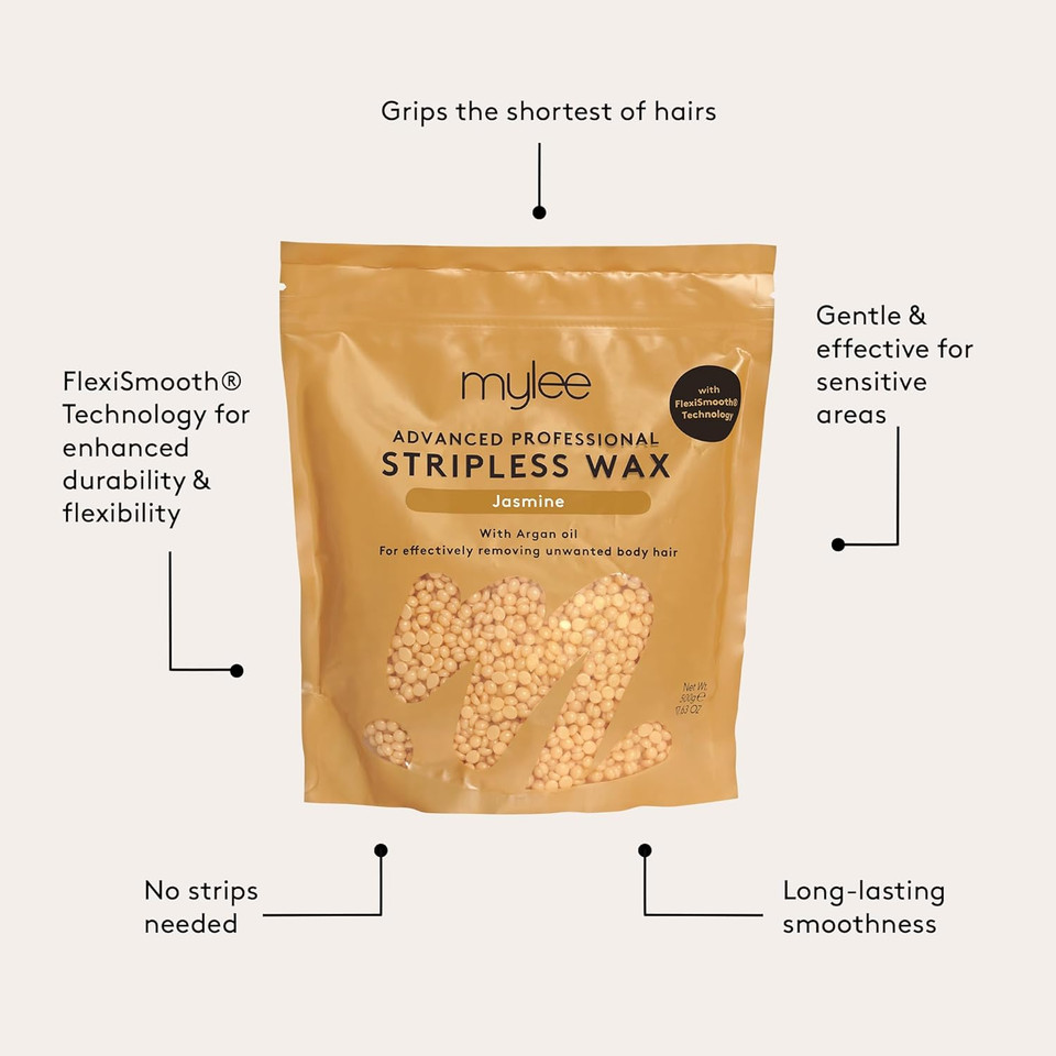 Mylee Advanced Stripless Wax 500g [Eucalyptus] Professional Hard Wax Beads, Painless Hair Removal, No Strips Needed, Peelable Hot Wax for Hair Removal, Full Body, Face, Bikini, Brazilian, Hollywood