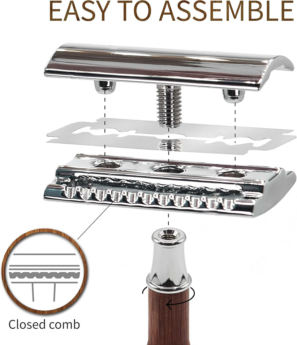 Bamboo Safety Razor| Razors for Men and Women | Double Edge Safety Razor | Fits All DE Razor Blades | Eco-Friendly and Reusable Razors | Classic Safety Razor | Bambaw