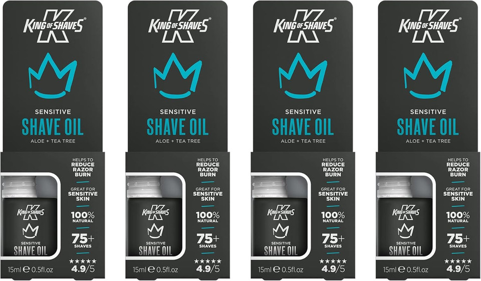 King Of Shaves Sensitive Shaving Oil for Men, for A Close and Comfortable Shave, Suitable for All Skin Types, Shave Oil for Men 4x15ml