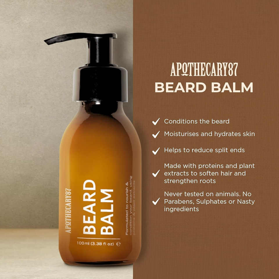 Apothecary 87 Beard Balm | Moisturising Beard Conditioner & Beard Moisturiser | Premium Formulation With Plant Extracts | Nourishes, Softens and Conditions, Reduces Irritation | 100ml
