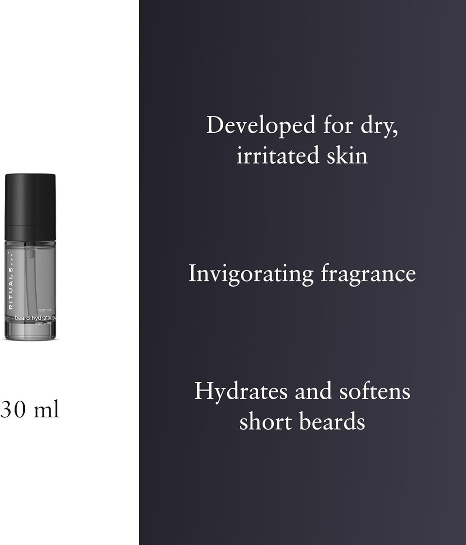 RITUALS Homme Beard Moisturiser for Men, Hydrating Beard Cream with Argan Oil and Basil, Softens and Conditions Facial Hair, Lightweight Non-Greasy Formula, 30ml