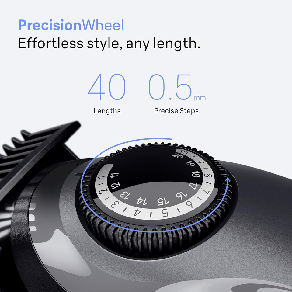 Braun Beard Trimmer Series 3, +6 Styling Tools, Ultra Sharp Blade, 50 Min Runtime, 40 Lengths, BT3565, Black/Blue