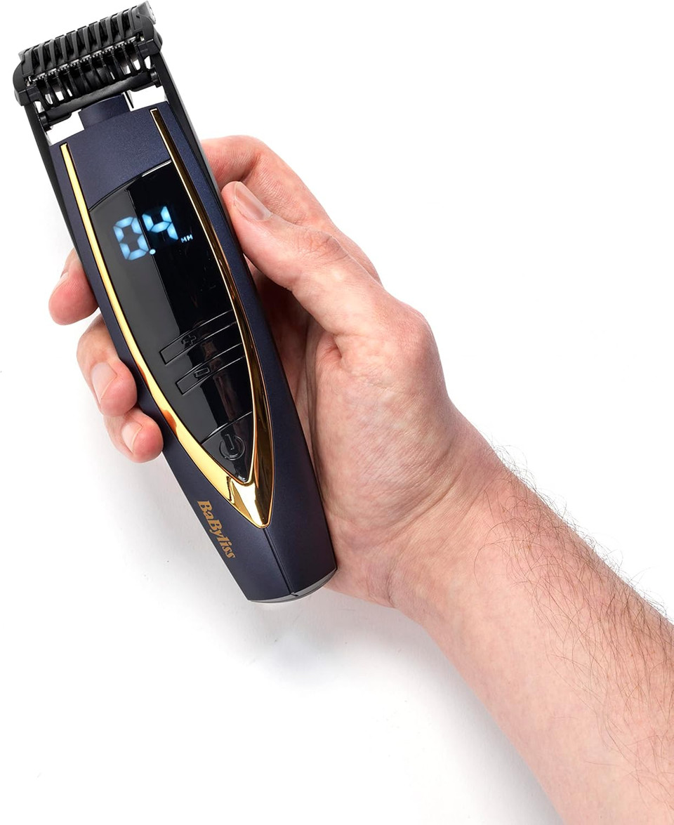 BaByliss Super Stubble XTP Beard Trimmer - Cordless & Waterproof Stubble/Beard Trimmer, 24 Length Settings (0.4-5mm), Gifts for Men, Blue & Rose Gold, 7898DU