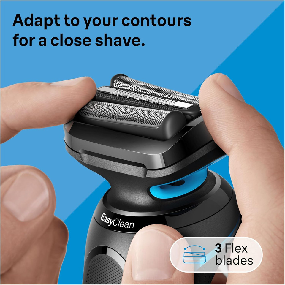 Braun Series 5 Electric Shaver, with Beard Trimmer, Charging Stand, Wet & Dry, 100% Waterproof, Easy Clean System, 2 Pin Bathroom Plug, 50-M4500cs, Mint Razor
