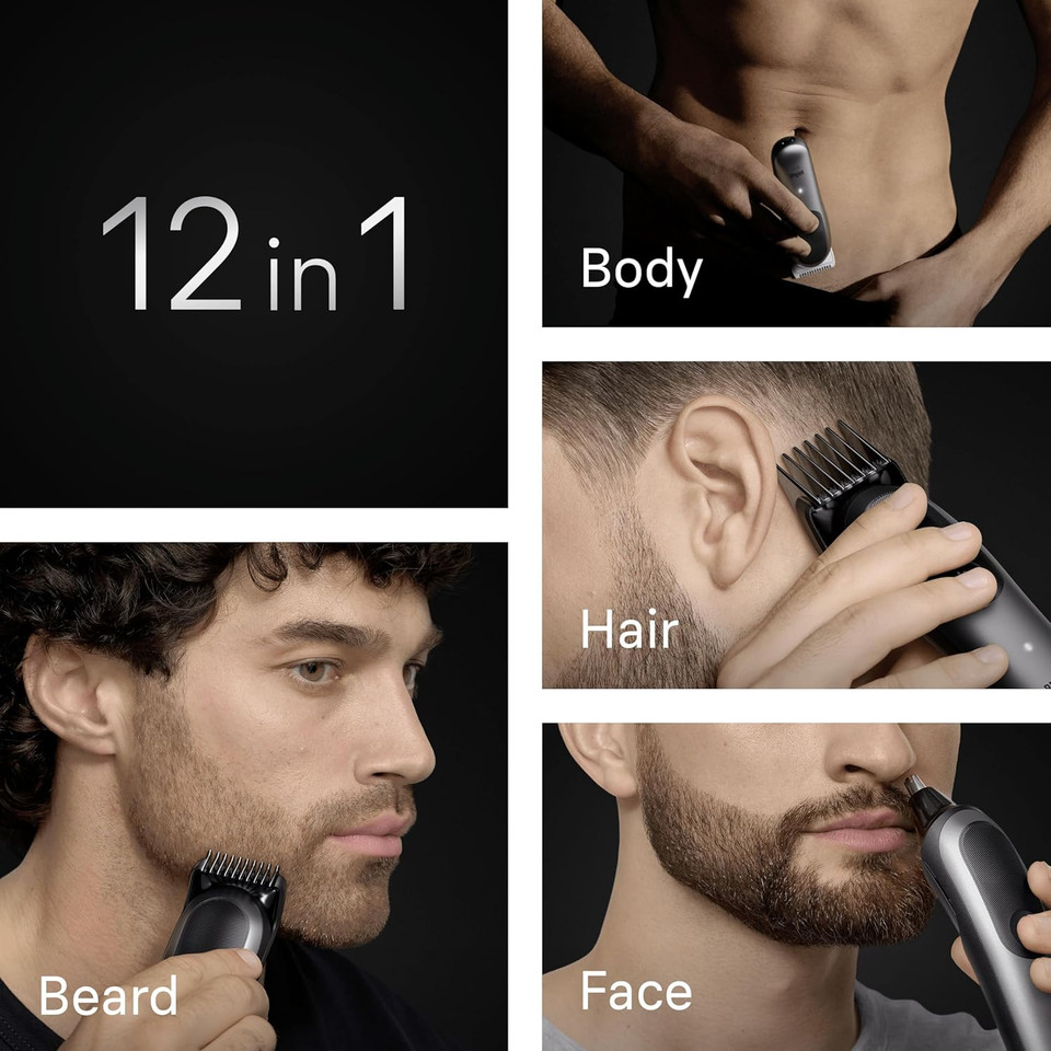 Braun All-in-One Series 7 Grooming Kit, 13in1, ProBlade & AutoSense, 120 Min, SkinGuard & Beard Fading, AquaGrip for Under Water Use, AIO7565, Blue