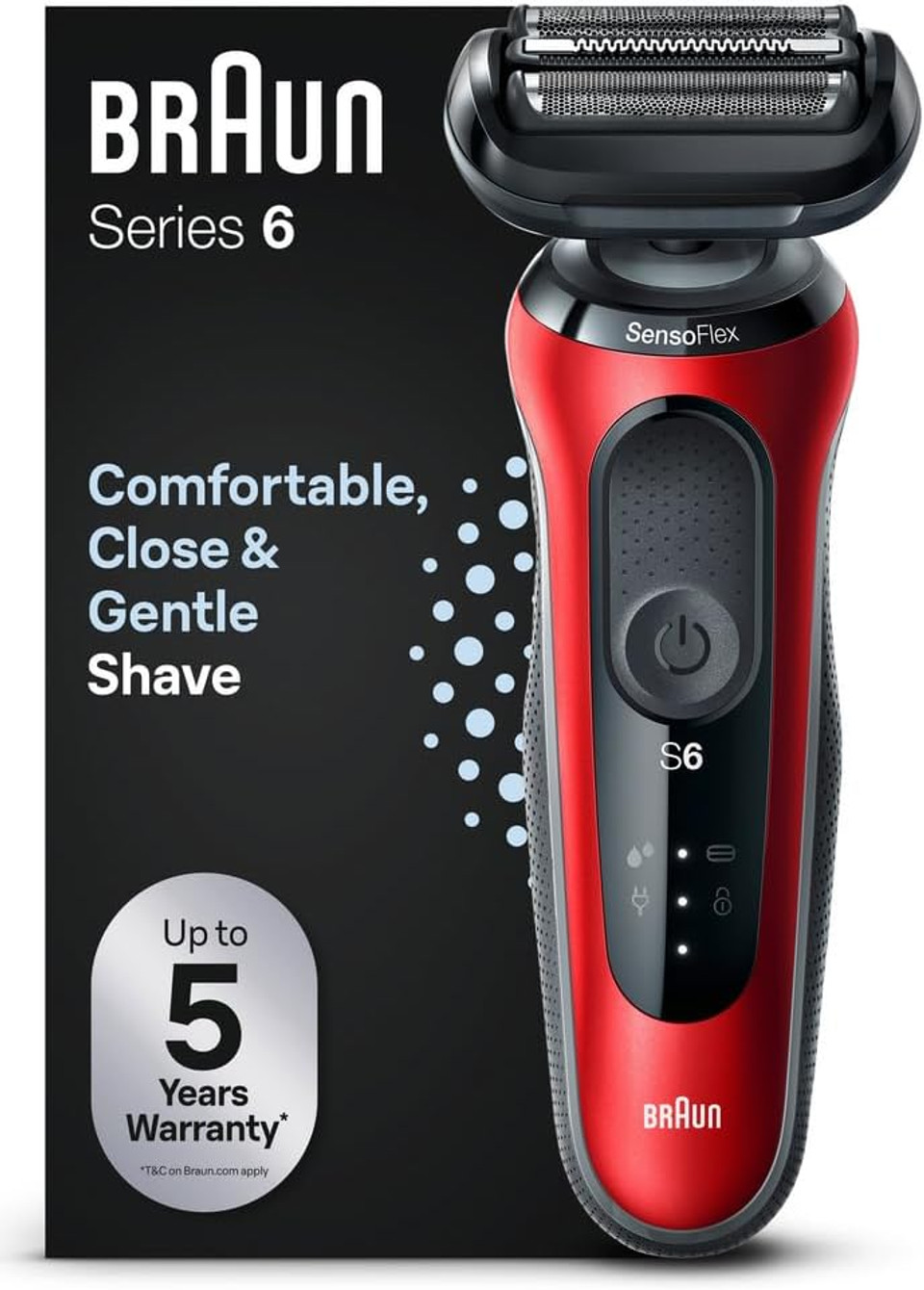 Braun Series 6 Electric Shaver, Up to 60 min, Wet & Dry Razor for Men with Precision Trimmer Attachment, Cordless, 100% Waterproof, 62-G1200SI, Grey