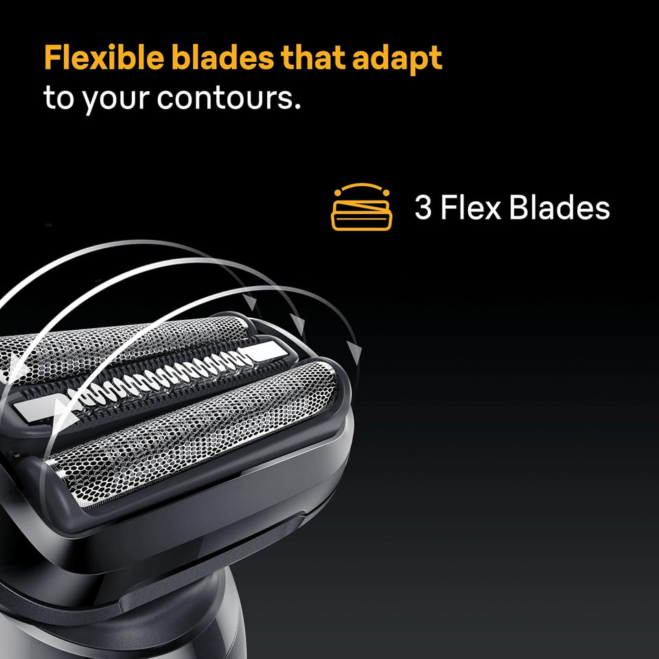 Braun Series 5 Electric Shaver, Up to 50 min, +2 Attachments, Cordless, Wet & Dry Razor for Men, 100% Waterproof, 52-A1820SI, Azure