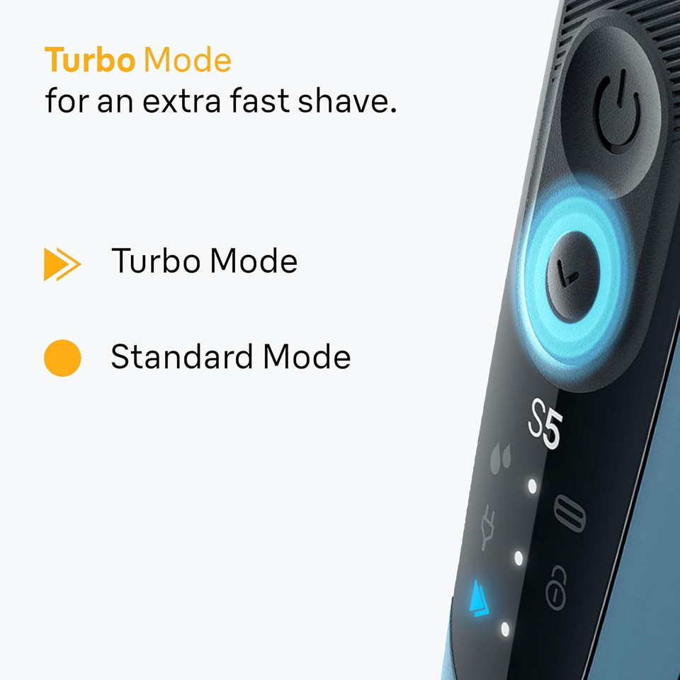 Braun Series 5 Electric Shaver, Up to 50 min, +2 Attachments, Cordless, Wet & Dry Razor for Men, 100% Waterproof, 52-A1820SI, Azure