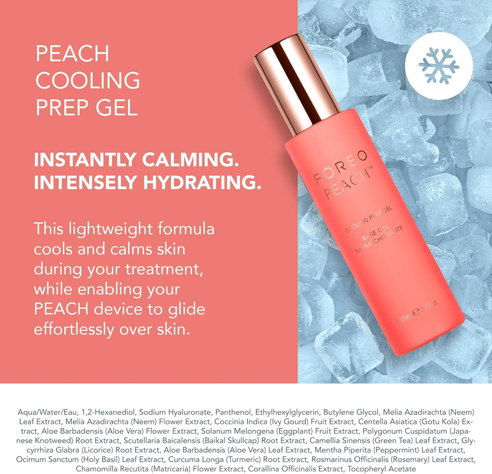 FOREO Peach 2 IPL Hair Removal Device + Calming & Hydrating IPL Peach Cooling Prep Gel - Permanent Removal - Laser Removal for Body & Face - Skin Cooling Technology & Silicone Shield