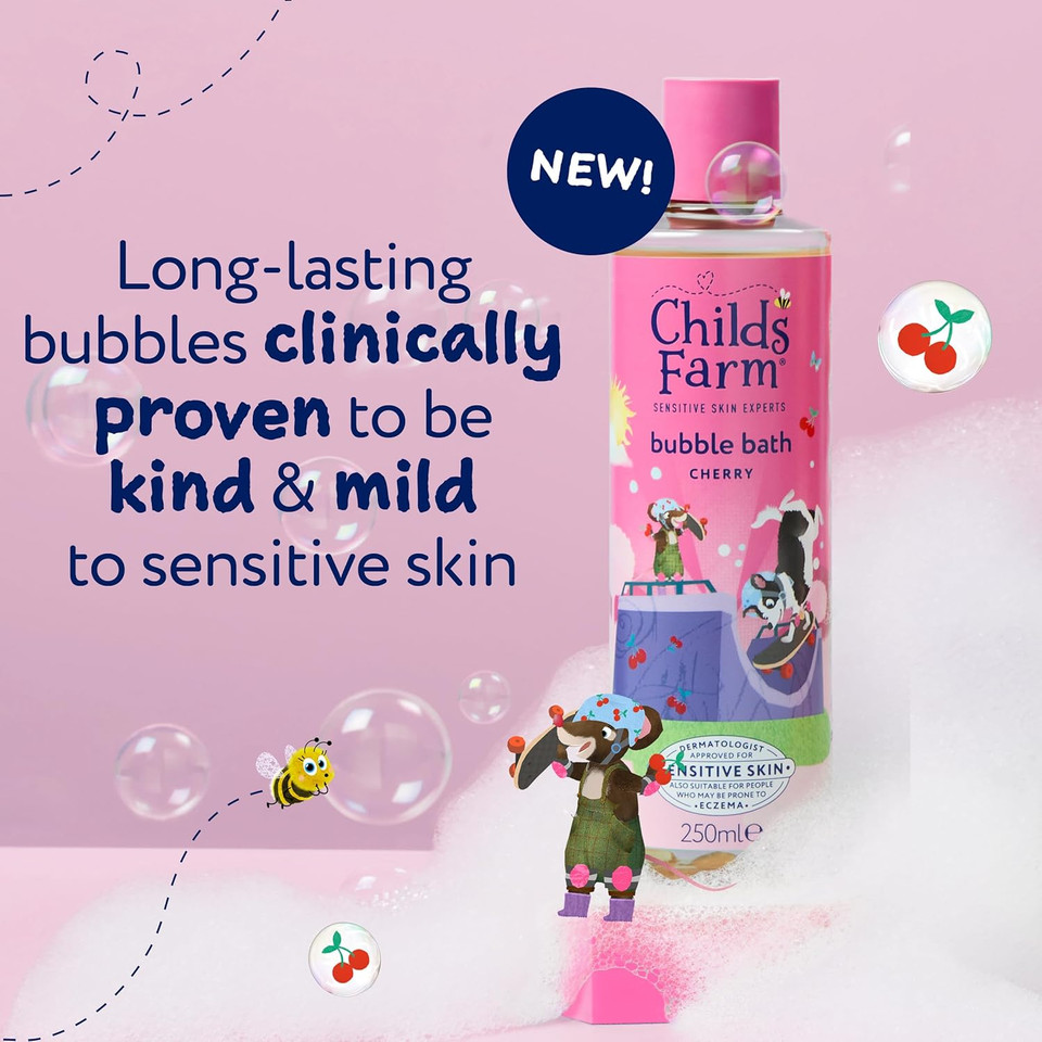 Childs Farm Kids Bubble Bath, Cherry | Gently Cleanses & Soothes | Suitable for Dry, Sensitive Skin, 250ml