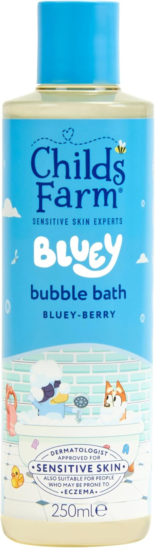 Childs Farm Kids Bluey Bubble Bath, Bluey-Berry | Gently Cleanses & Soothes | Suitable for Dry, Sensitive Skin, 250ml