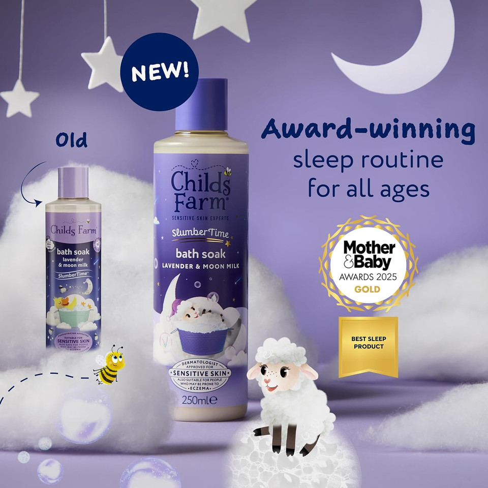 Childs Farm SlumberTime Sleep Bath Soak, Calming Lavender & Moon Milk | Soothing & Hydrating | Suitable for Newborns with Dry, Sensitive Skin, 250ml