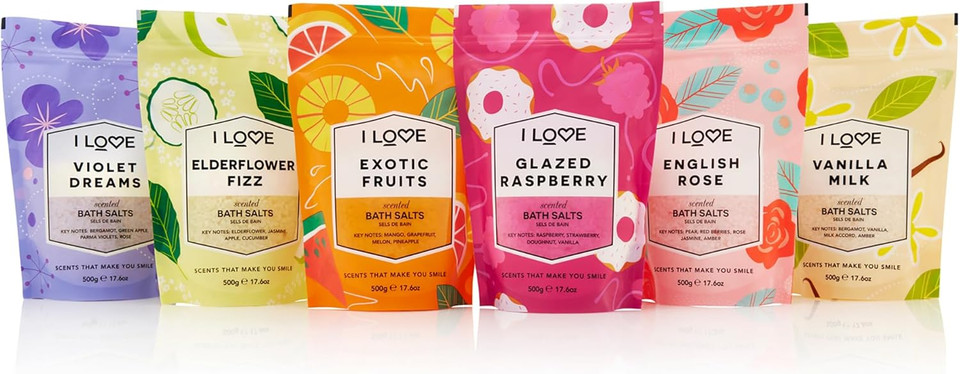 I Love Signature Vanilla Milk Scented Bath Salts, With 99% Naturally Derived Ingredients, Lightly Fragranced Leaving Skin Feeling Silky & Smooth, Vegan-Friendly - 500g