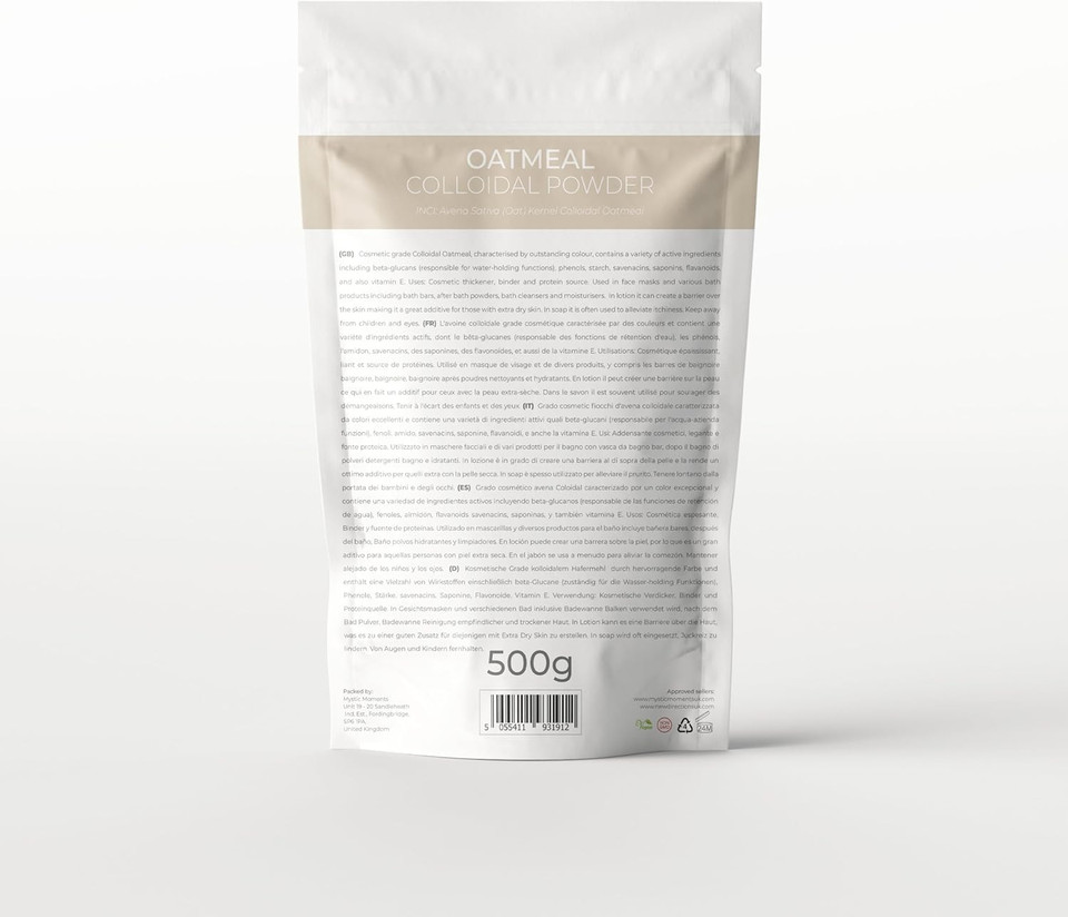Mystic Moments | Colloidal Oatmeal Powder | Avena Sativa Kernel Flour | Natural Soother for Dry & Itchy Skin | Moisturising Barrier | Ideal for Baths, Creams, Soaps & Masks | Micro-Fine | 100g