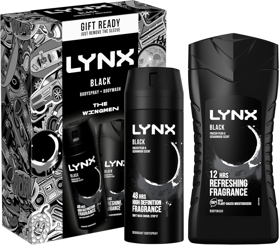 LYNX Black Duo Body Spray Gift Set Body Wash & Deodorant perfect for his daily routine 2 piece