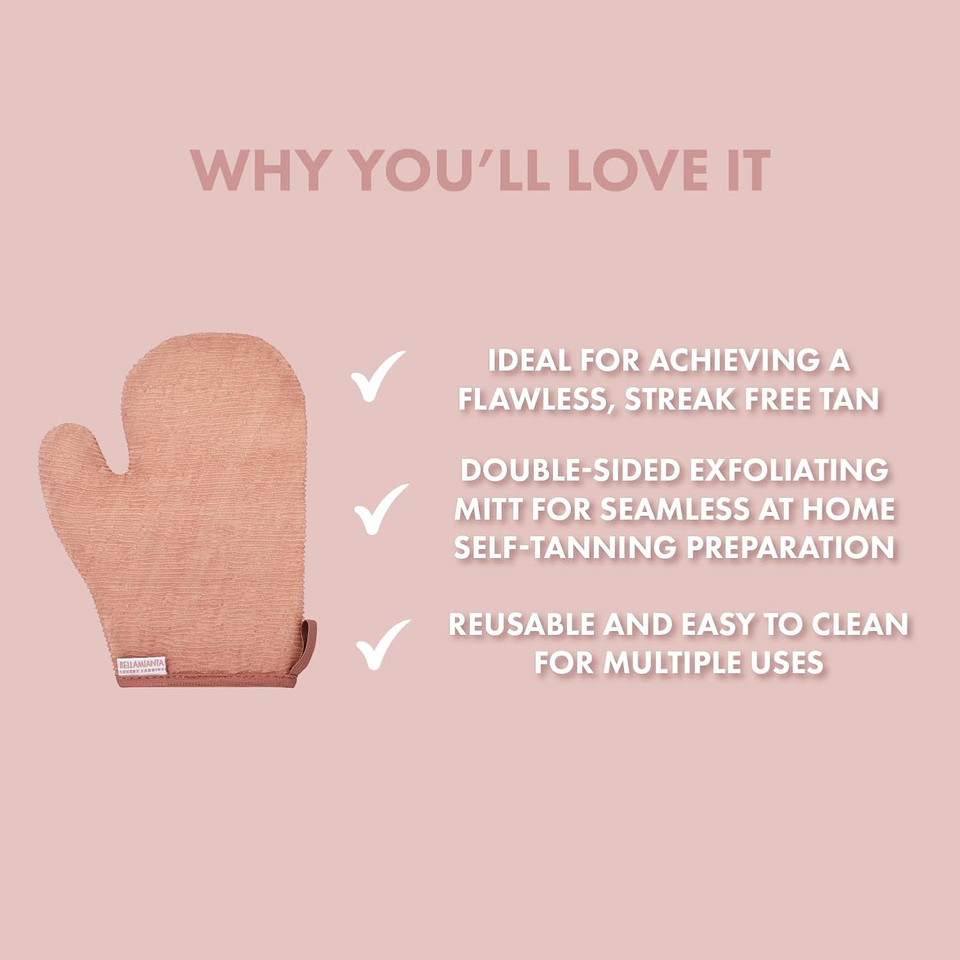 Bellamianta Luxury Deep Exfoliating Mitt - Body Scrub Exfoliator Glove for Cleansing, Dead Skin Removal, Revitalising Skin and Fake Tan Preparation - Ultimate Home Self-Tanning Mitt