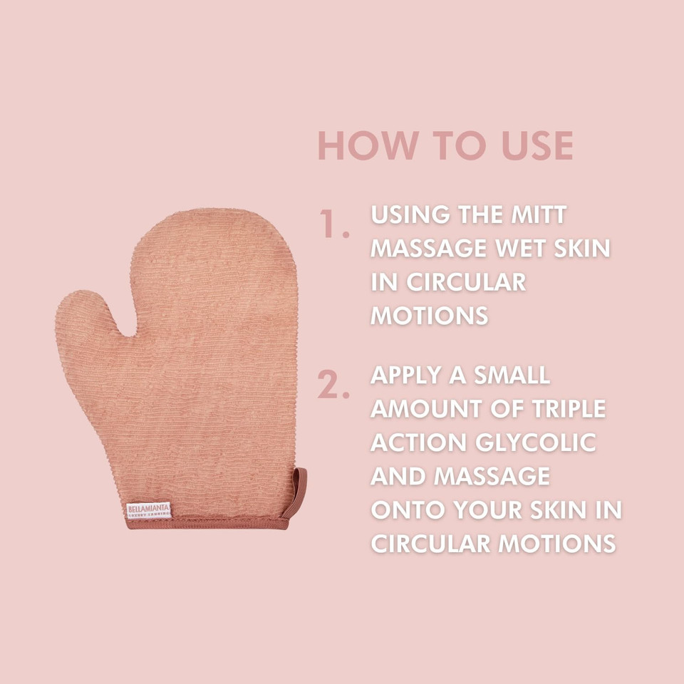 Bellamianta Luxury Deep Exfoliating Mitt - Body Scrub Exfoliator Glove for Cleansing, Dead Skin Removal, Revitalising Skin and Fake Tan Preparation - Ultimate Home Self-Tanning Mitt