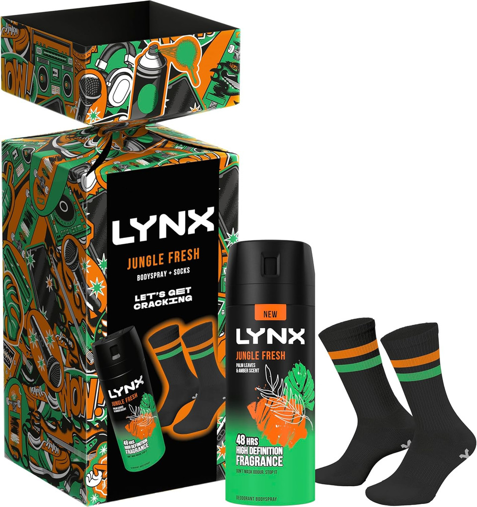 Lynx Jungle Fresh deodorant Gift Set body spray + socks perfect gifts for him 1 piece Lynx Jungle Fresh deodorant Gift Set body spray + socks perfect gifts for him 1 piece