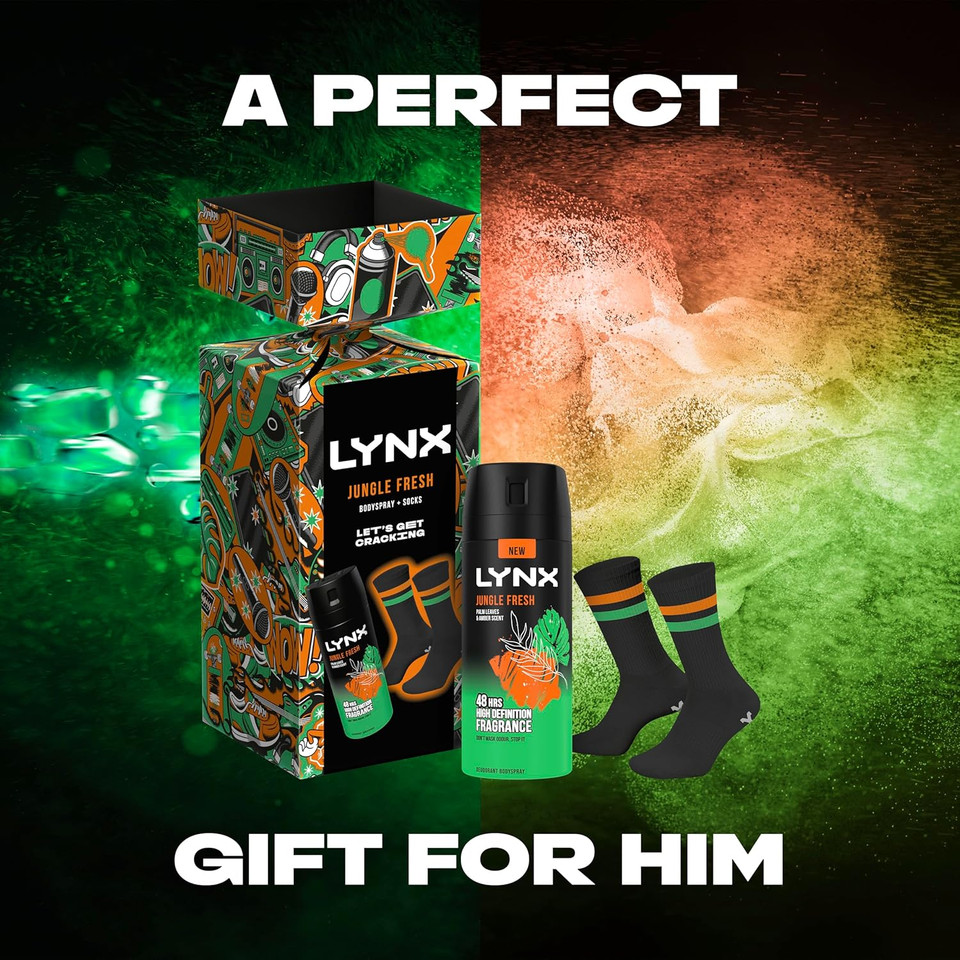 Lynx Jungle Fresh deodorant Gift Set body spray + socks perfect gifts for him 1 piece Lynx Jungle Fresh deodorant Gift Set body spray + socks perfect gifts for him 1 piece