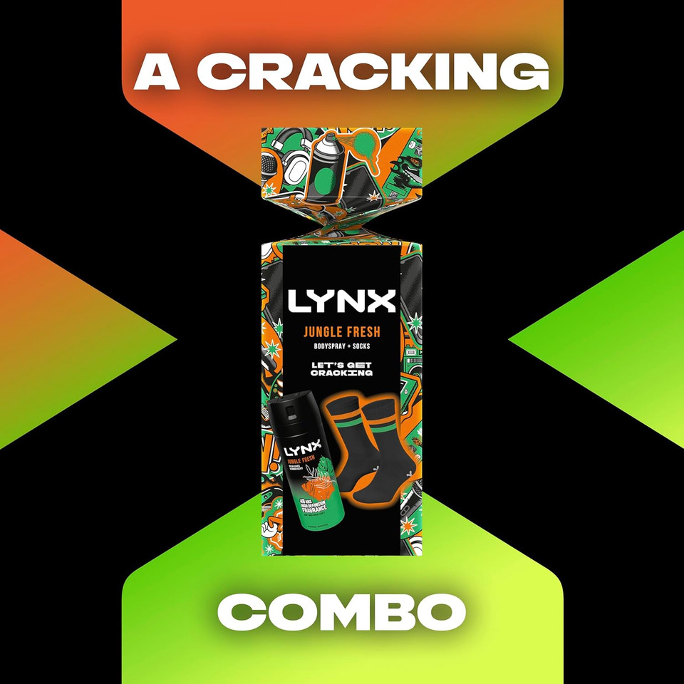 Lynx Jungle Fresh deodorant Gift Set body spray + socks perfect gifts for him 1 piece Lynx Jungle Fresh deodorant Gift Set body spray + socks perfect gifts for him 1 piece